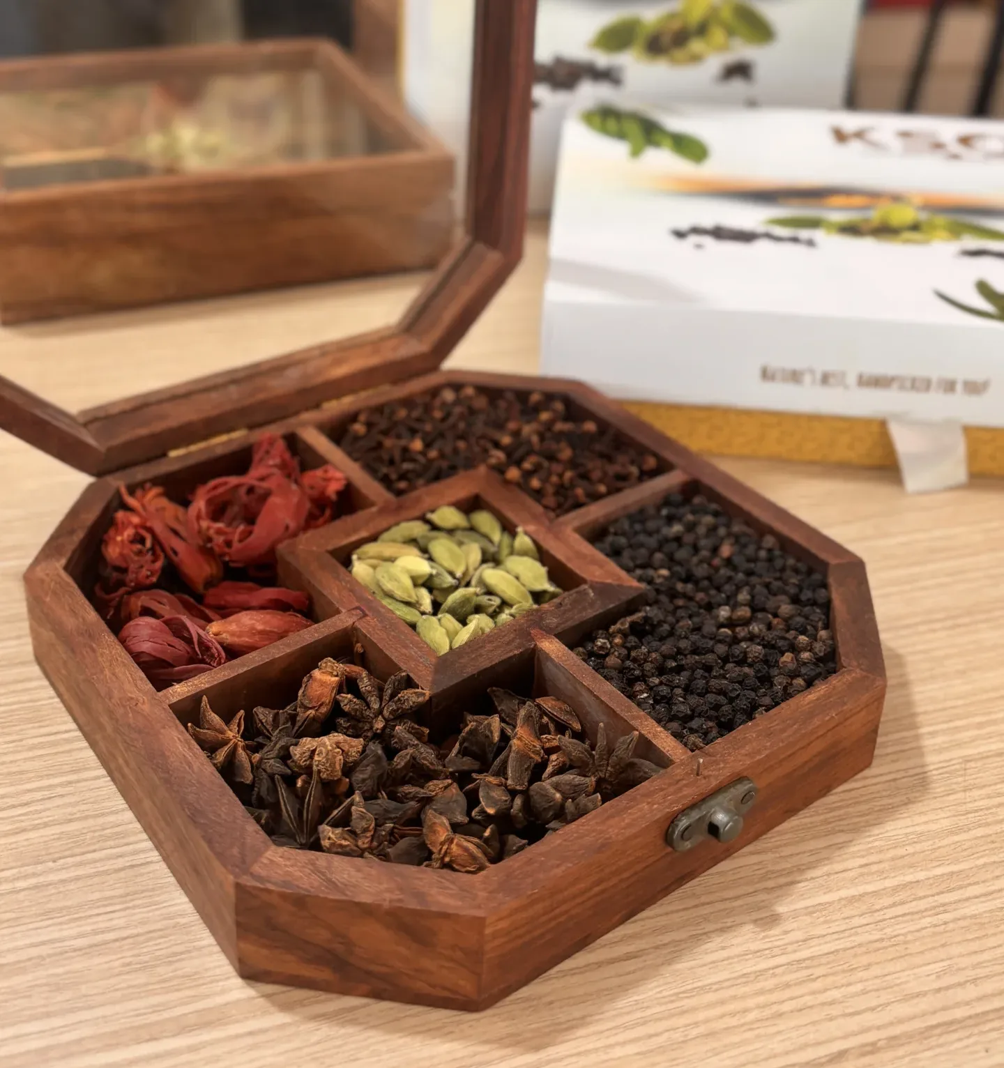 Wooden Spice Oasis-Indian Spices Gift Box - Image 5
