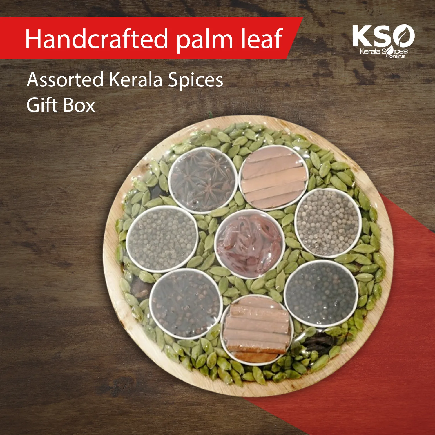 Handcrafted palm leaf Assorted Kerala Spices Gift Box - Image 3