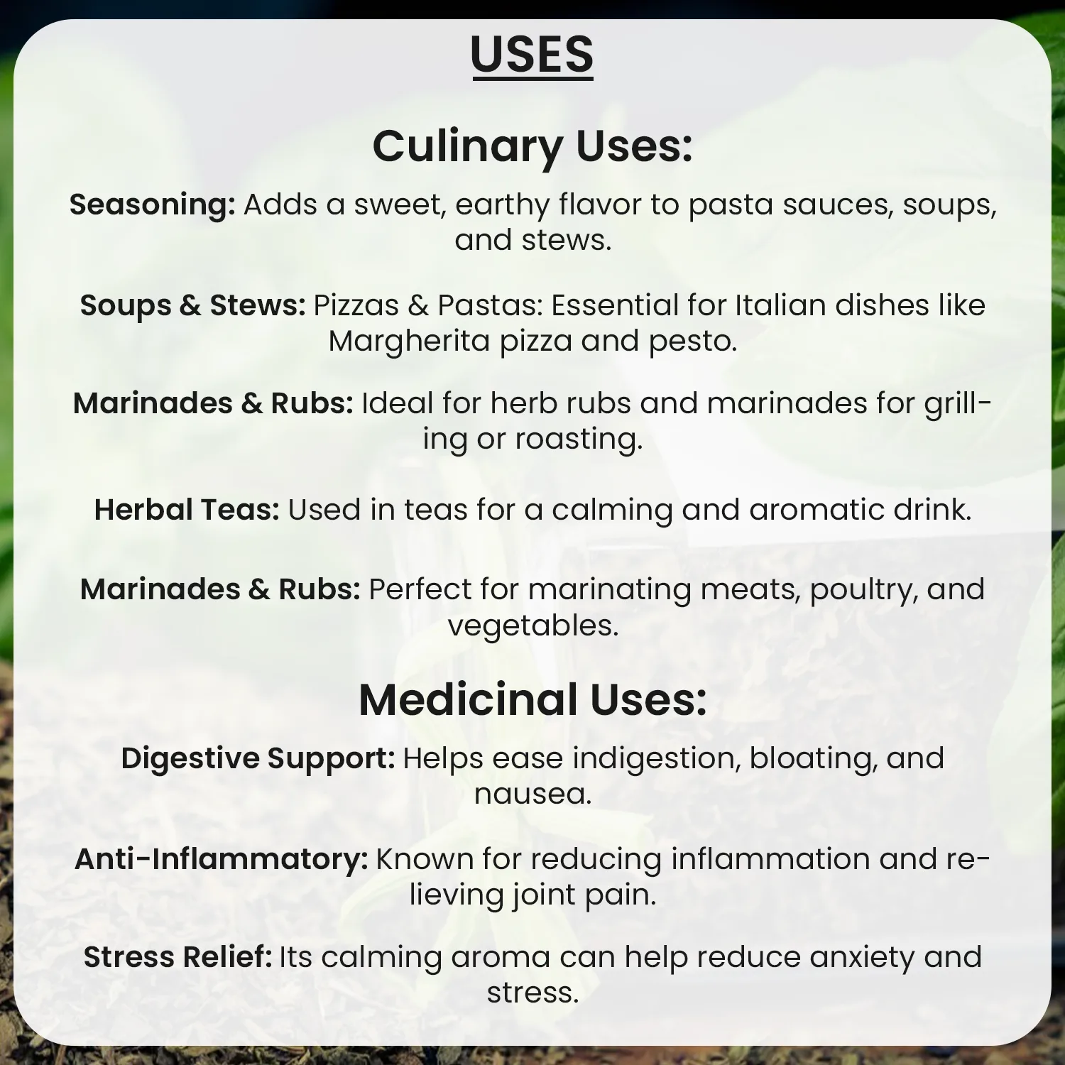 Natural Dried Basil Leaves 100g - Image 5