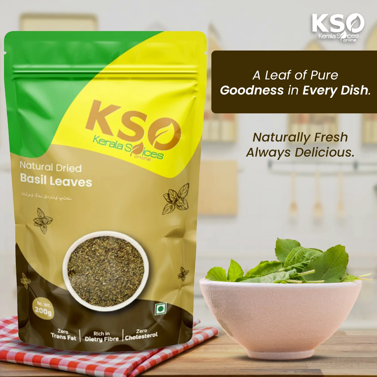 Natural Dried Basil Leaves 100g - Image 2