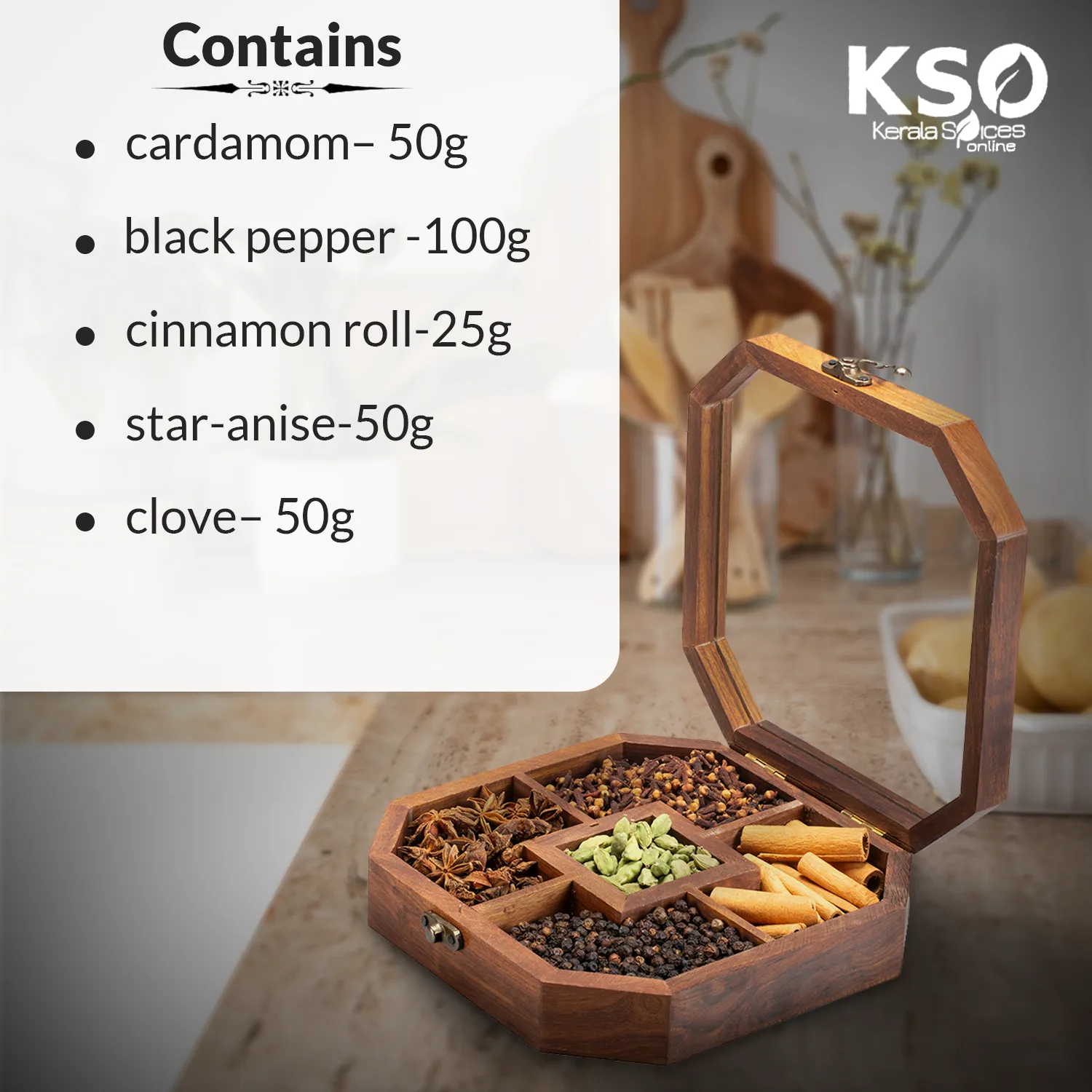 Wooden Spice Oasis-Indian Spices Gift Box - Image 8